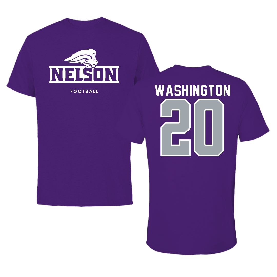 Nelson University Football Purple Tee - #20 Jaylon Washington