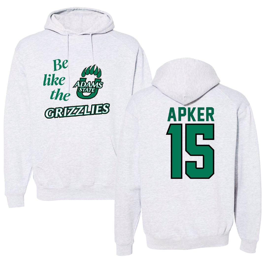 Adams State University Baseball Light Gray Be Like Us Hoodie - #15 Cory Apker