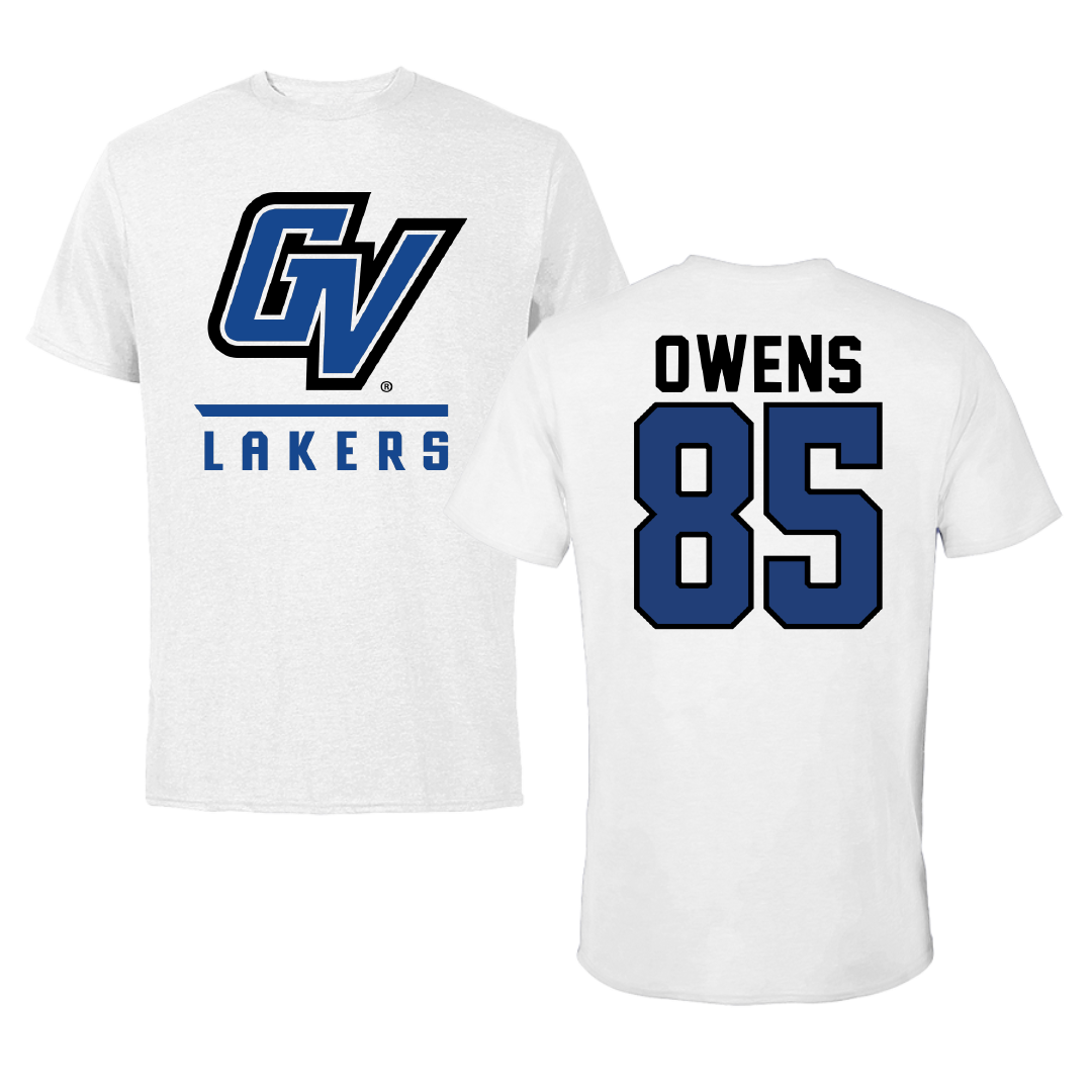 Grand Valley State University Football White Performance Tee - #85 Kenyon Owens