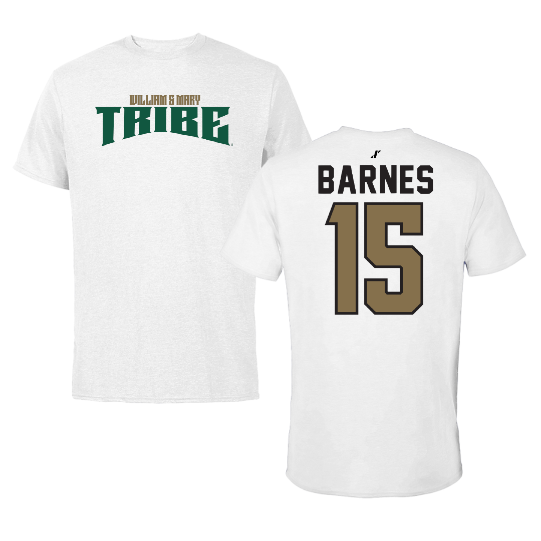 William & Mary Football White Classic Tee - #15 Bryce Barnes