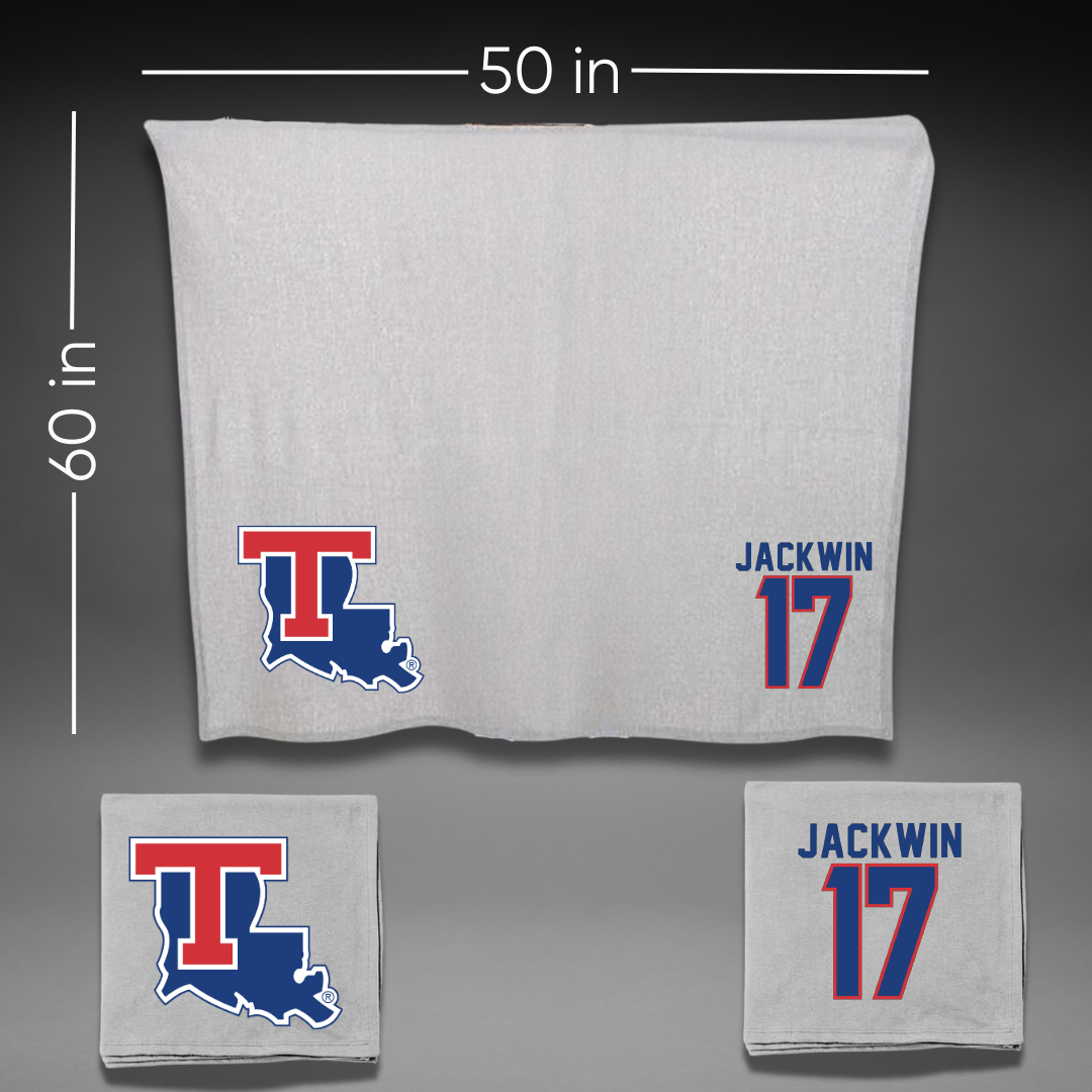 Louisiana Tech University Volleyball Gray Blanket - #17 Sydney Jackwin