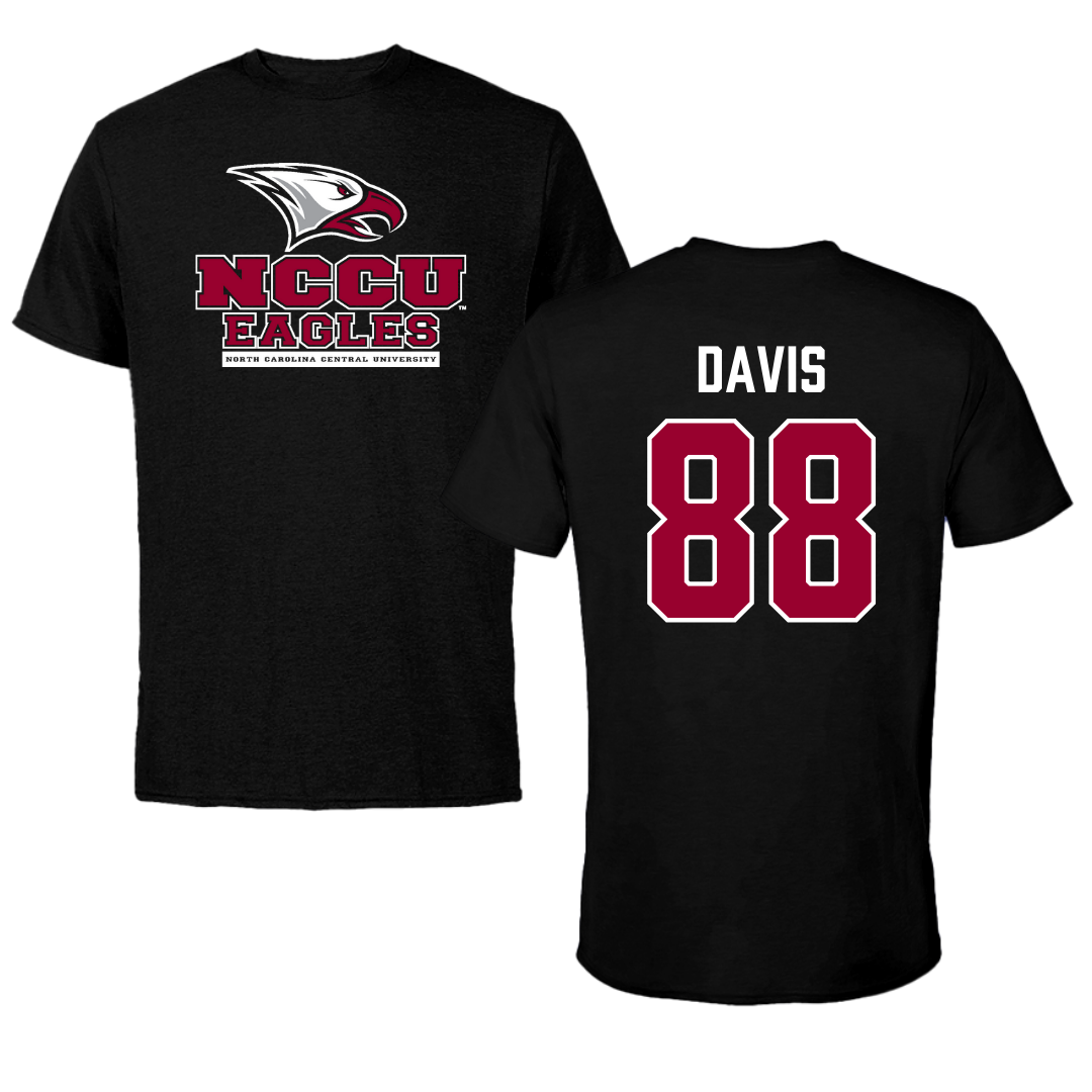 North Carolina Central University Football Black Performance Tee - #88 Joaquin Davis