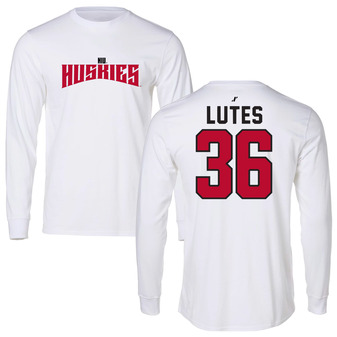 Northern Illinois University Baseball White Classic Performance Long Sleeve - #36 Conner Lutes