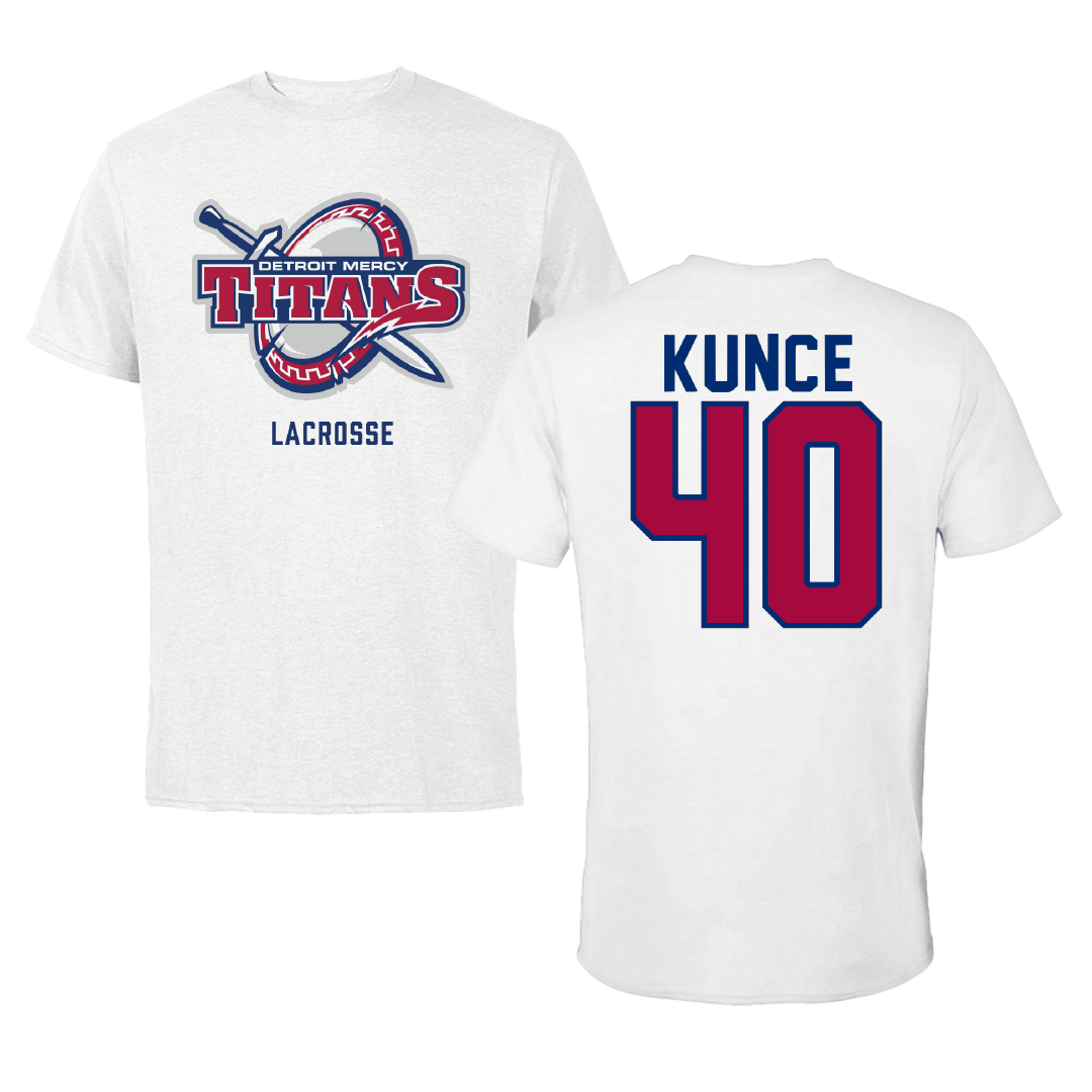 University of Detroit Mercy Lacrosse White Performance Tee - #40 Conner Kunce
