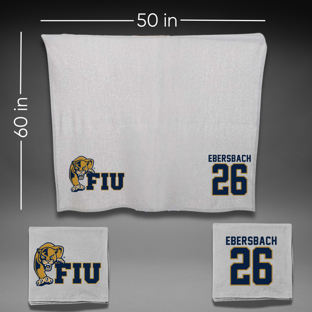 Florida International University Soccer Gray Blanket - #26 Adrien Ebersbach
