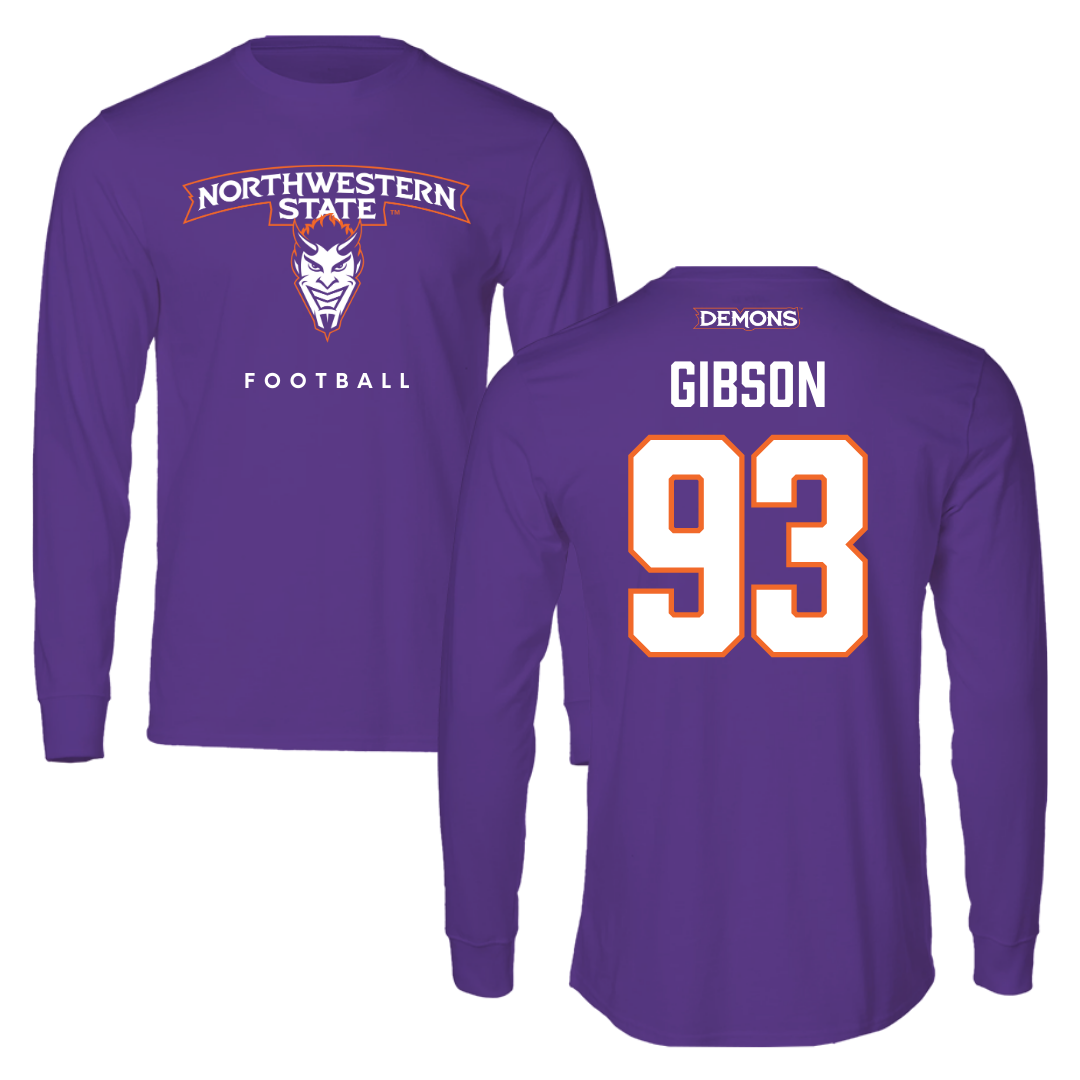 Northwestern State University Football Purple Performance Long Sleeve - #93 Ray Gibson