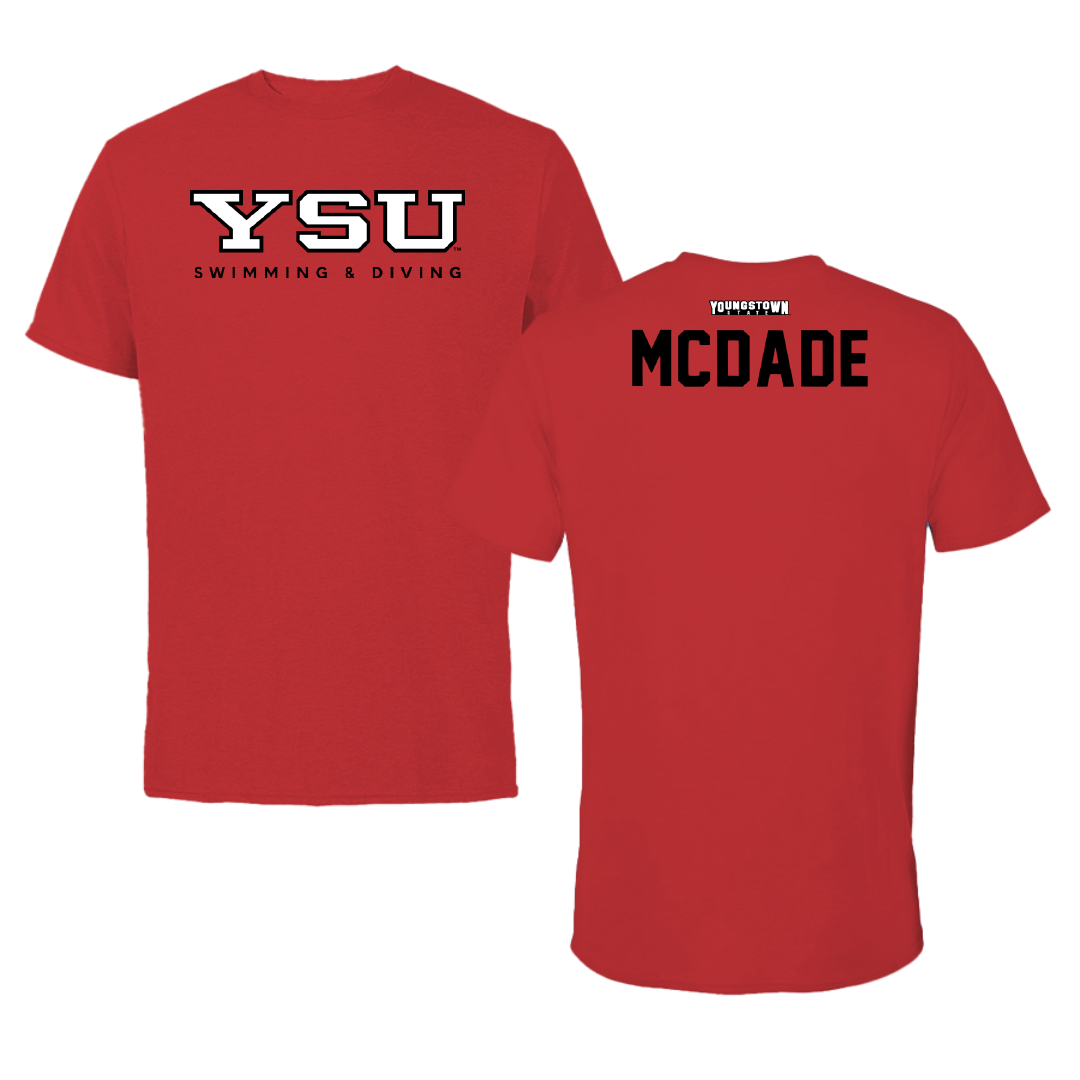 Youngstown State University Swimming & Diving Red Tee - Kyle McDade