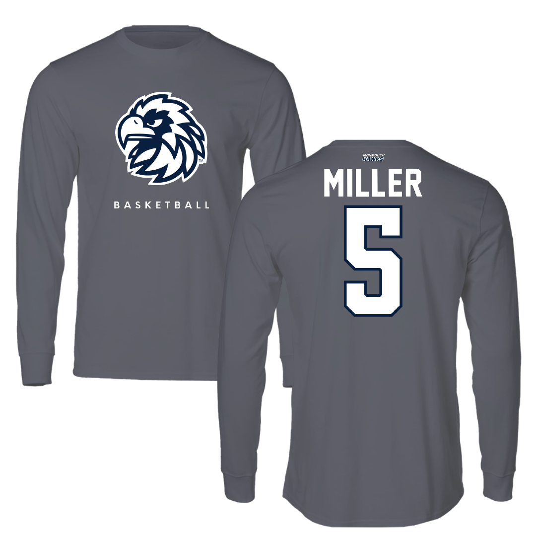 Monmouth University Basketball Gray Performance Long Sleeve - #5 Corey Miller