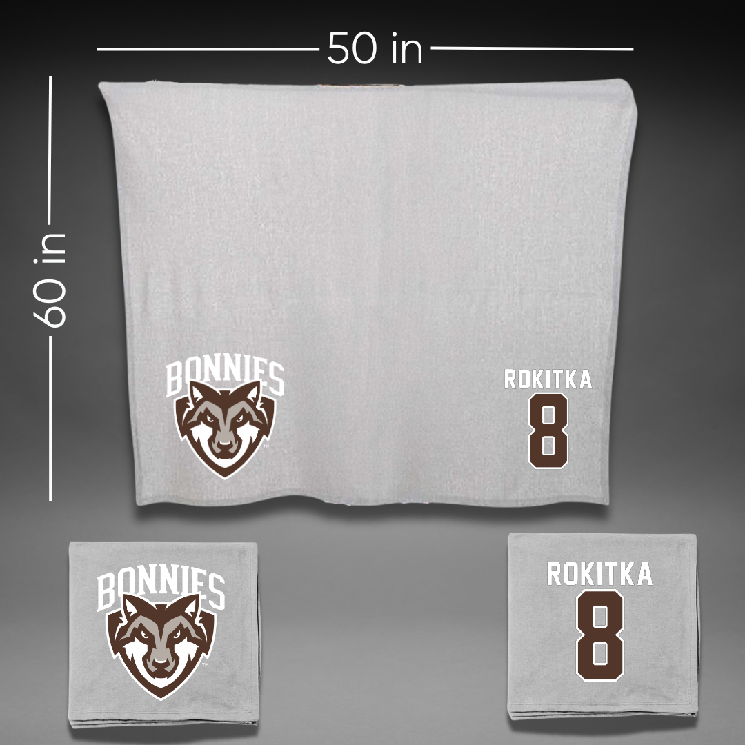 St. Bonaventure University Lacrosse Gray Blanket - #8 Katelyn Rokitka