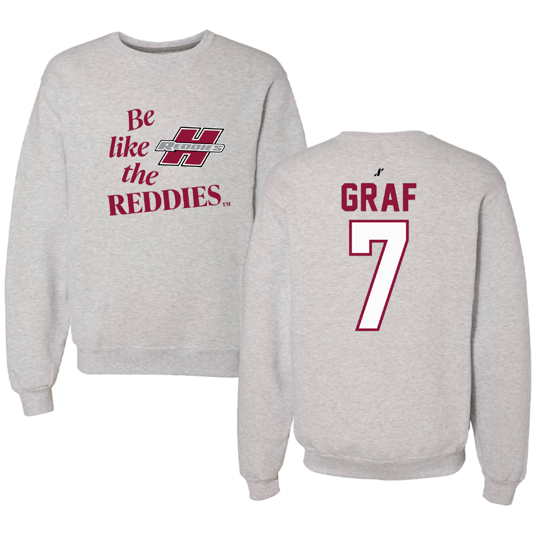 Henderson State University Baseball Light Gray Be Like Us Crewneck - #7 Ty Graf