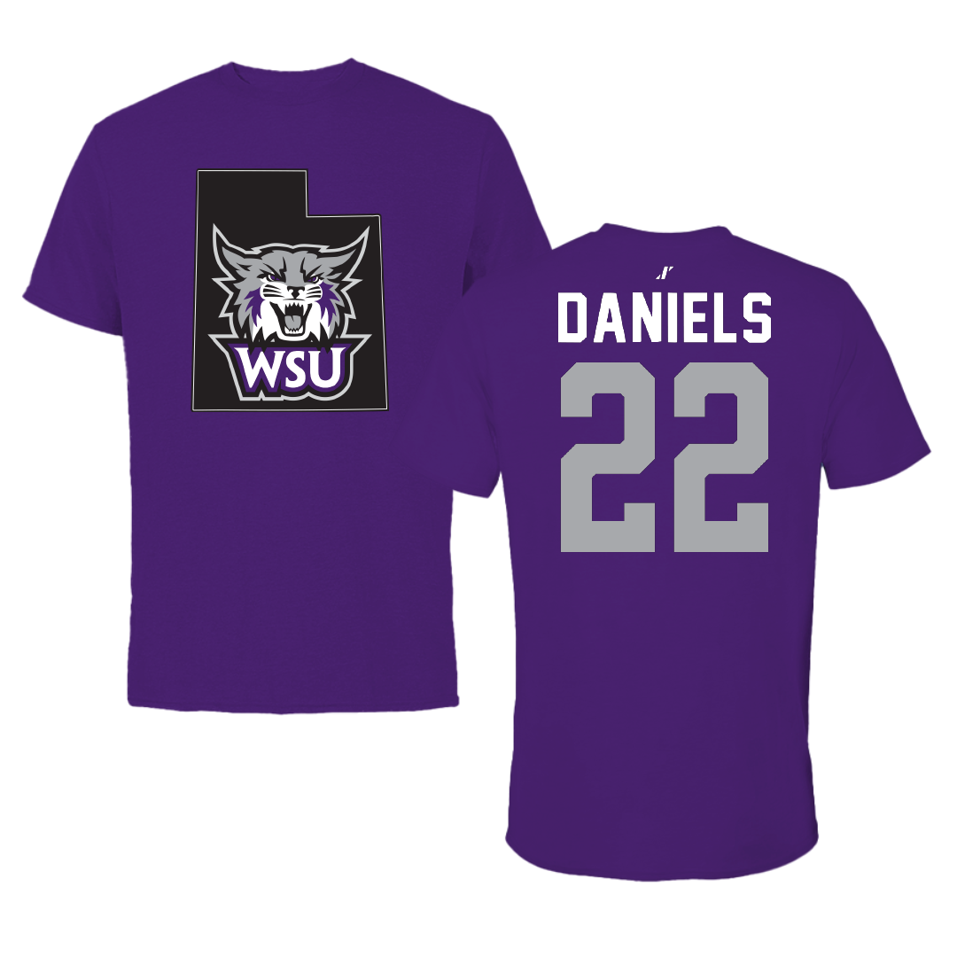Weber State University Football Purple State Tee - #22 Ishaan Daniels