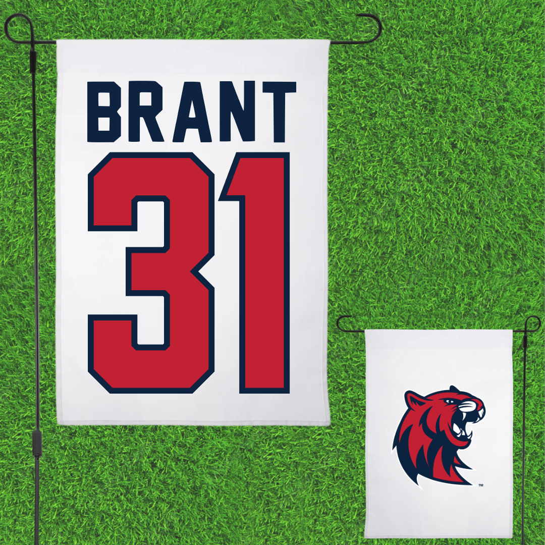 Rogers State University Soccer White Garden Flag - #31 Ethan Brant