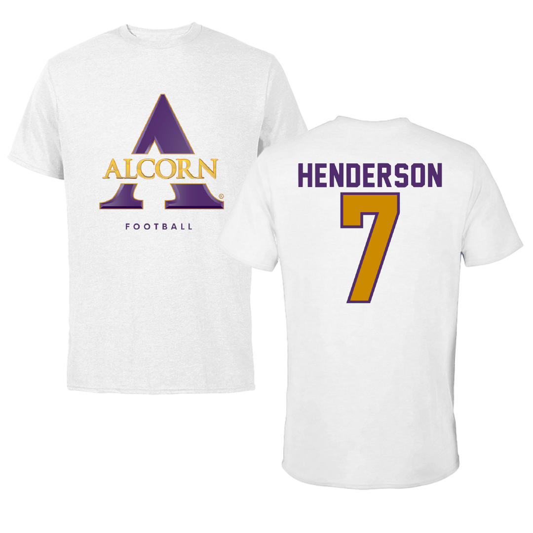 Alcorn State University Football White Tee - #7 Kayvon Henderson