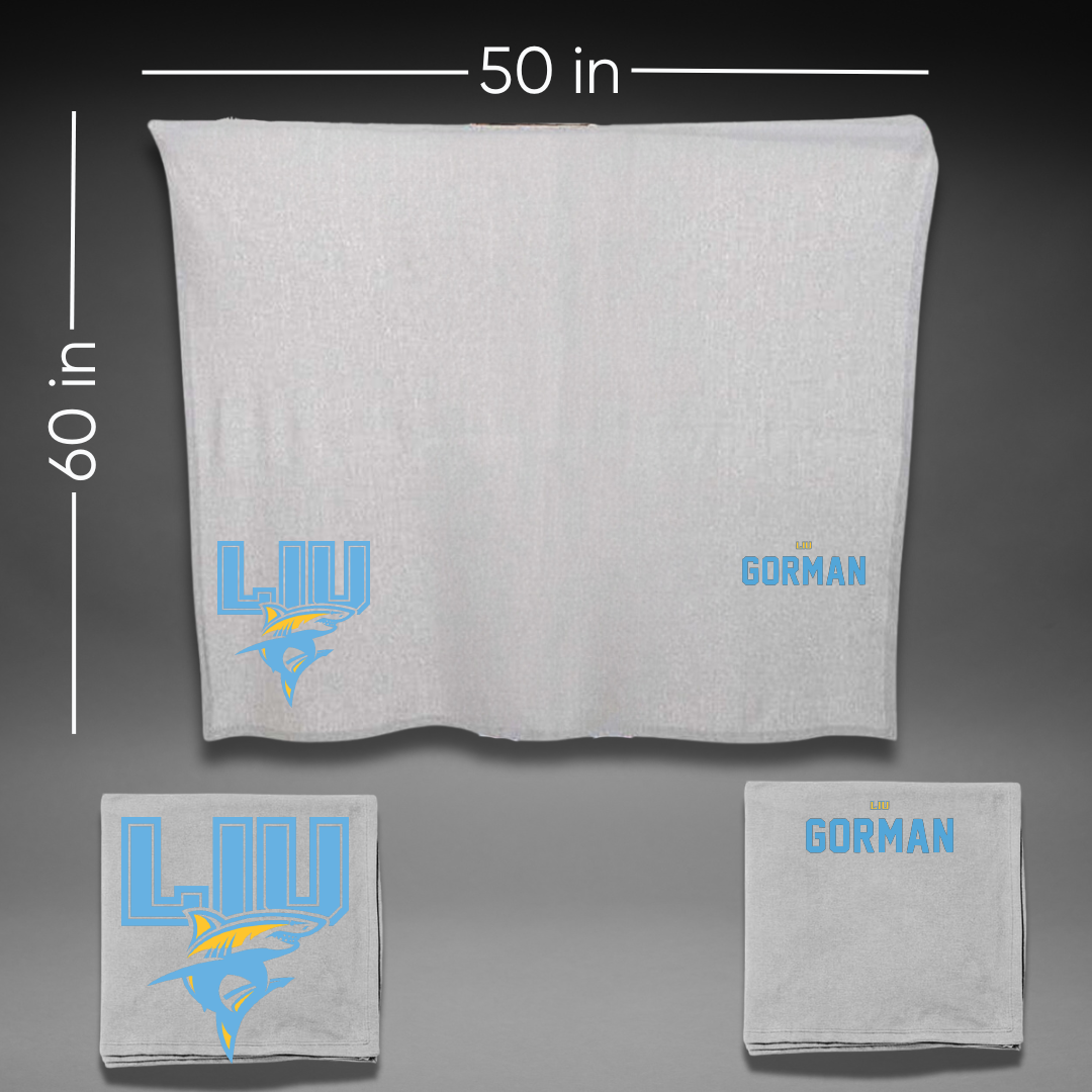 Long Island University Wrestling Gray Shark Blanket - Nicholas Gorman