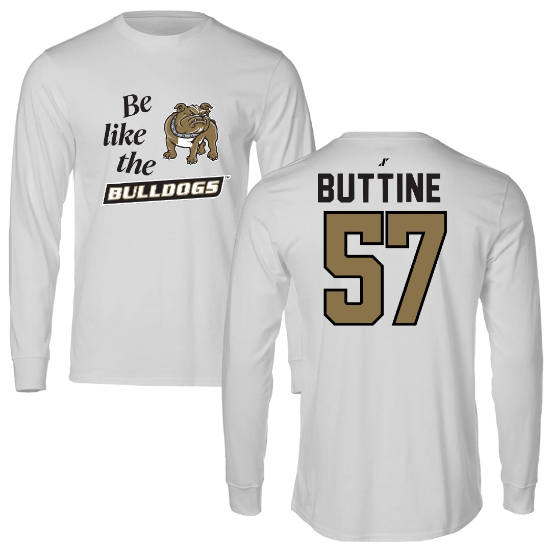 Bryant University Football Light Gray Be Like Us Performance Long Sleeve - #57 Jack Buttine
