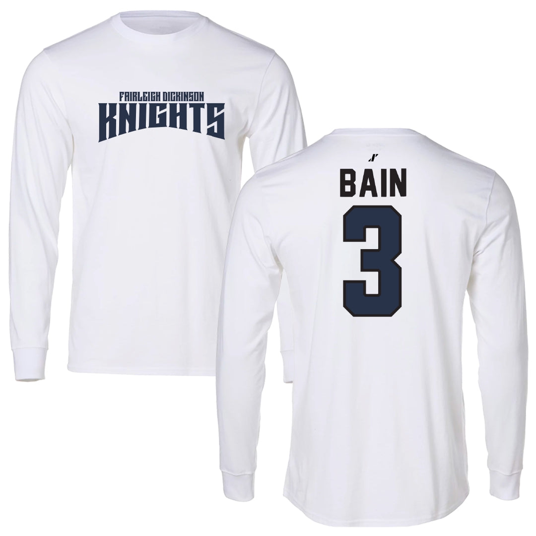 Fairleigh Dickinson University-Metropolitan Campus Volleyball White Classic Performance Long Sleeve - #3 Avery Bain