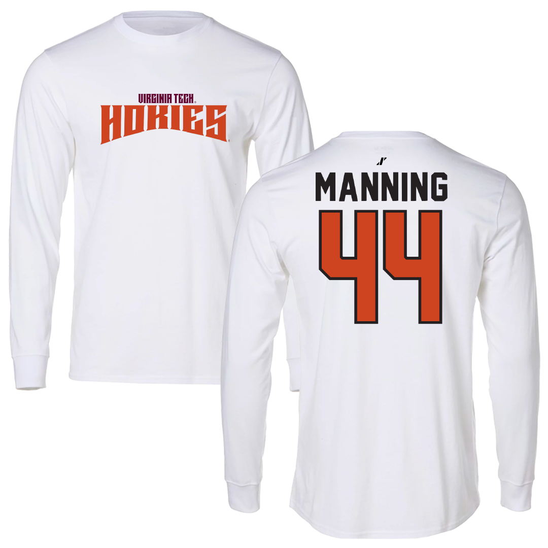 Virginia Tech Baseball White Classic Long Sleeve - #44 Grant Manning