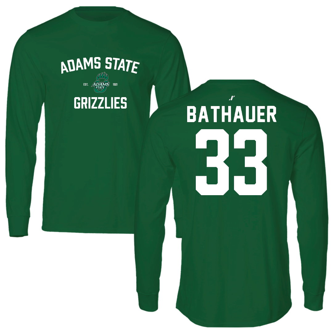 Adams State University Baseball Green General Performance Long Sleeve - #33 Matt Bathauer