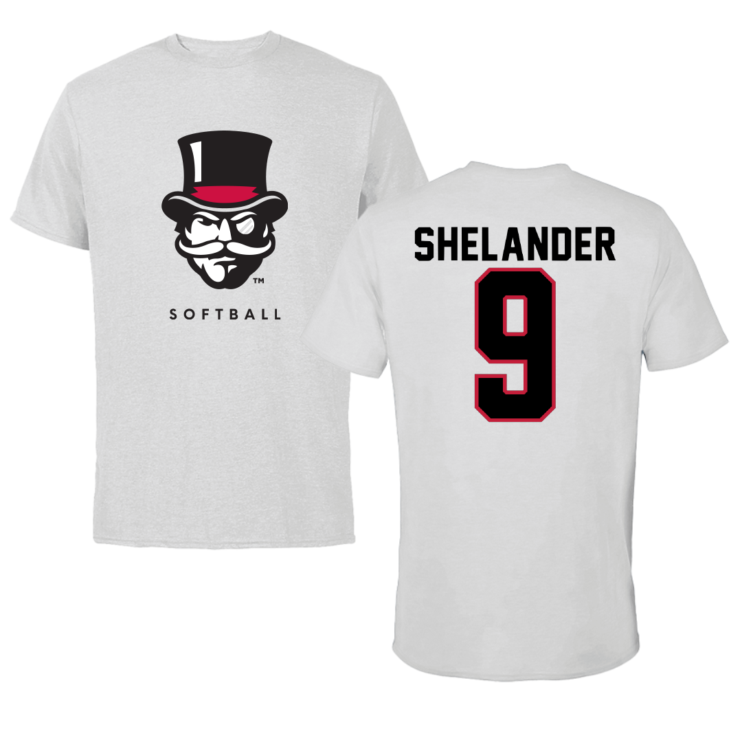 Austin Peay State University Softball Gray Mascot Tee - #9 Sammie Shelander