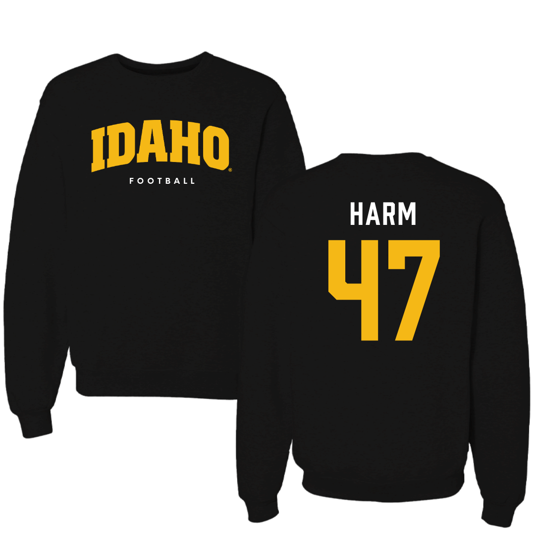 University of Idaho Football Black Idaho Crewneck - #47 LJ Harm