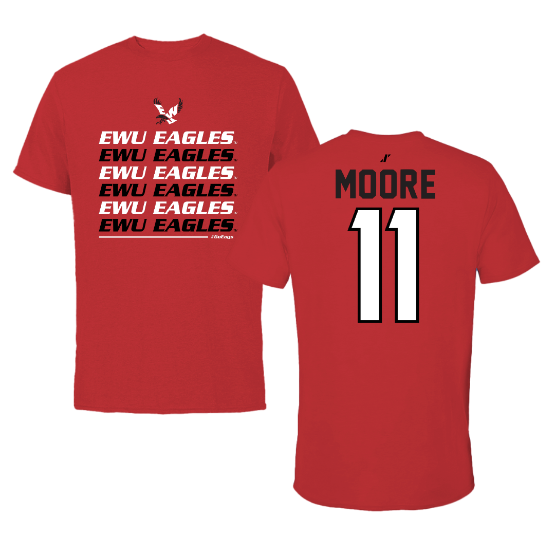 Eastern Washington University Soccer Red General Tee - #11 Kendall Moore