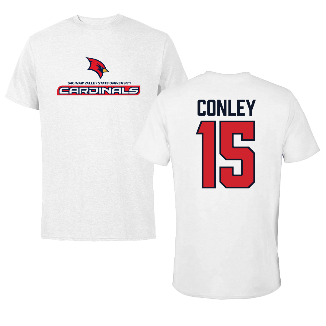 Saginaw Valley State University Softball White Performance Tee - #15 Delaney Conley