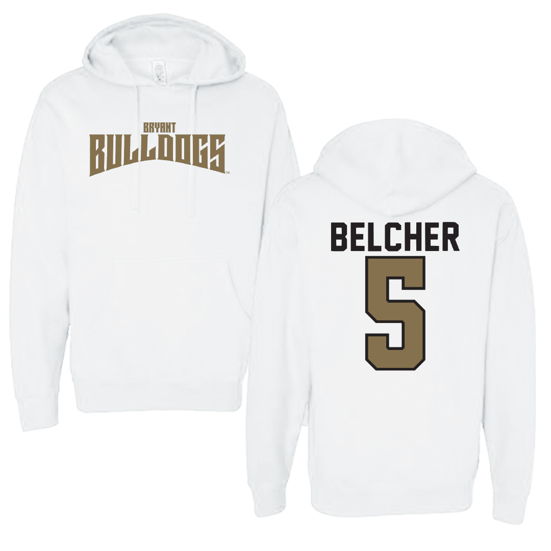 Bryant University Baseball White Classic Hoodie - #5 Michael Belcher