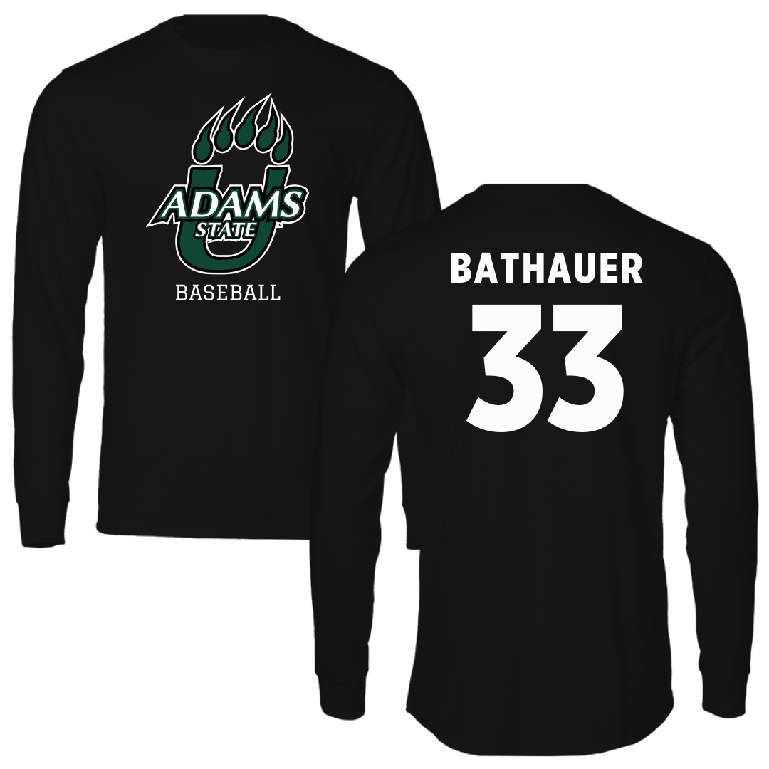 Adams State University Baseball Black State Performance Long Sleeve - #33 Matt Bathauer