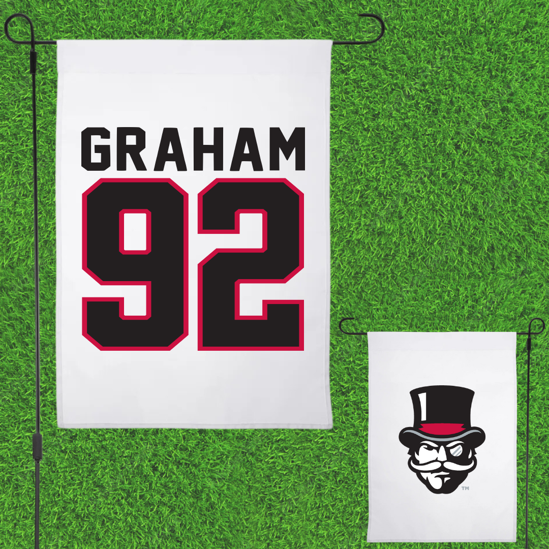 Austin Peay State University Football White Garden Flag - #92 Caleb Graham