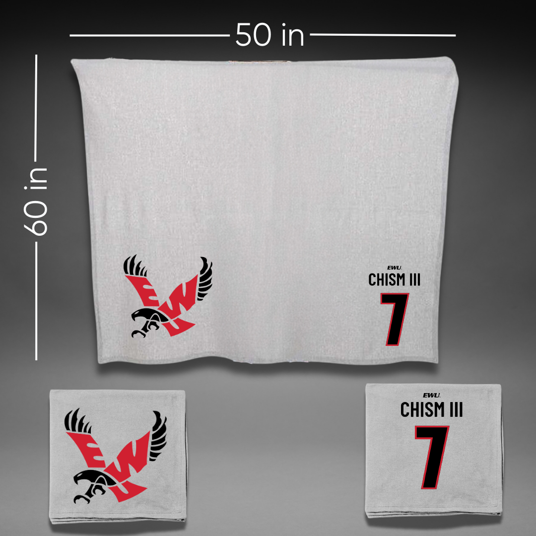 Eastern Washington University Football Gray Blanket - #7 Efton Chism III