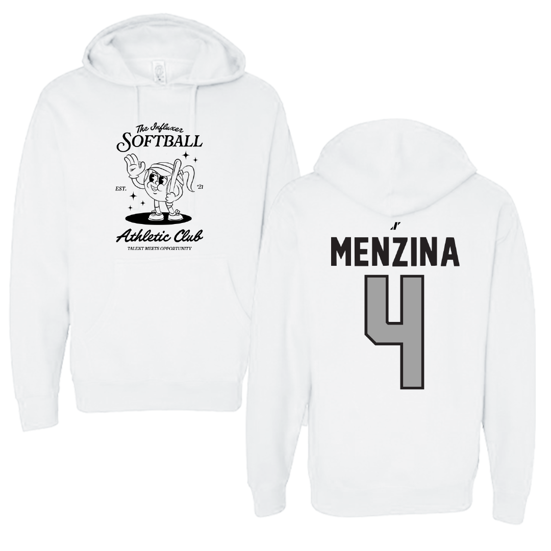 Softball White Influxer Athletic Club Hoodie - #4 Lauren Menzina