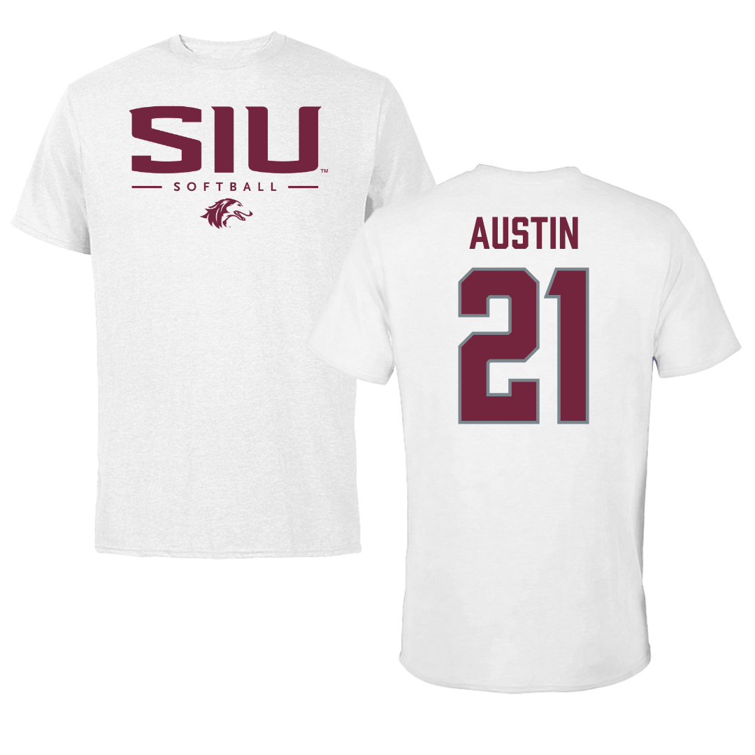 Southern Illinois University at Carbondale Softball White Performance Tee - #21 Emma Austin