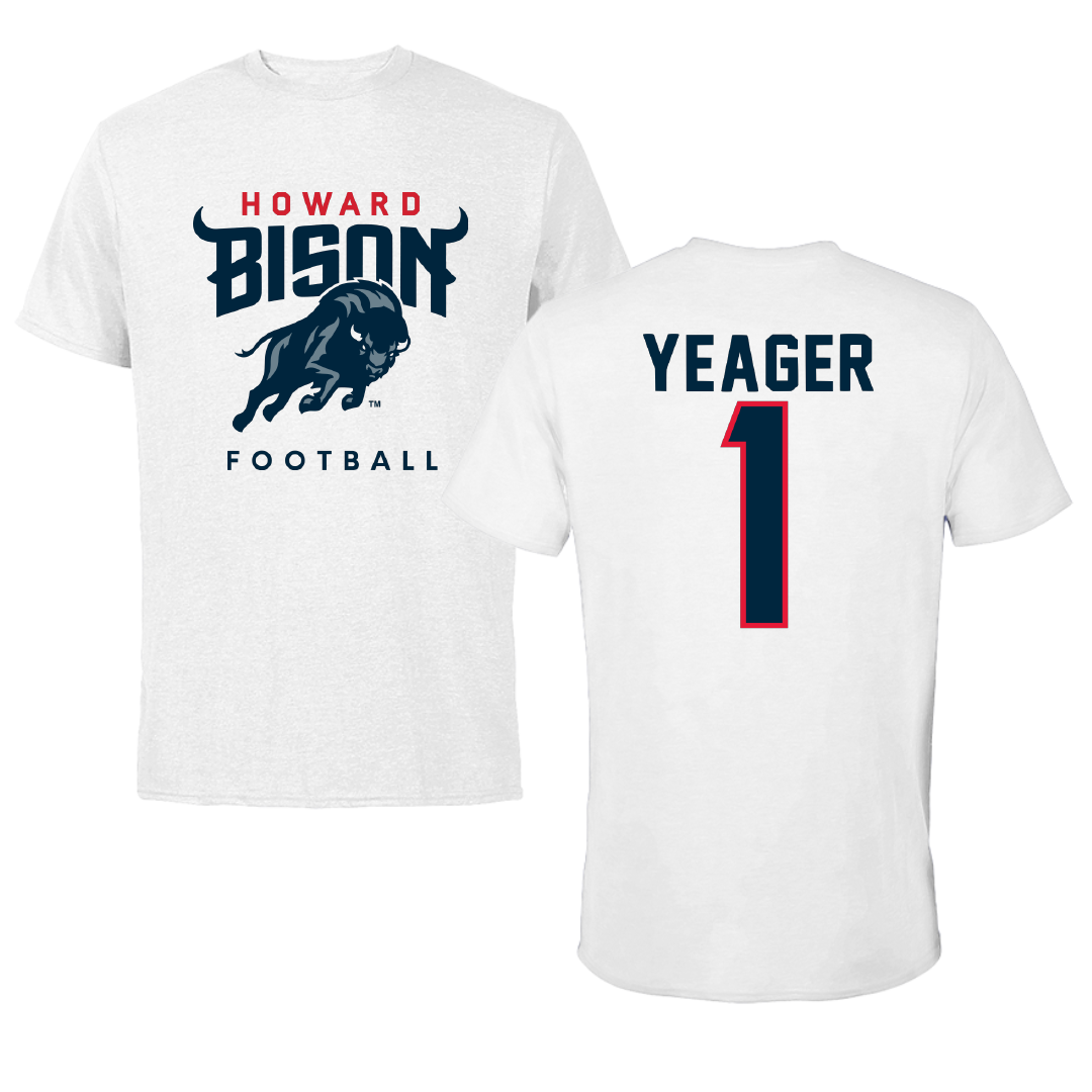 Howard University Football White Tee - #1 Zach Yeager