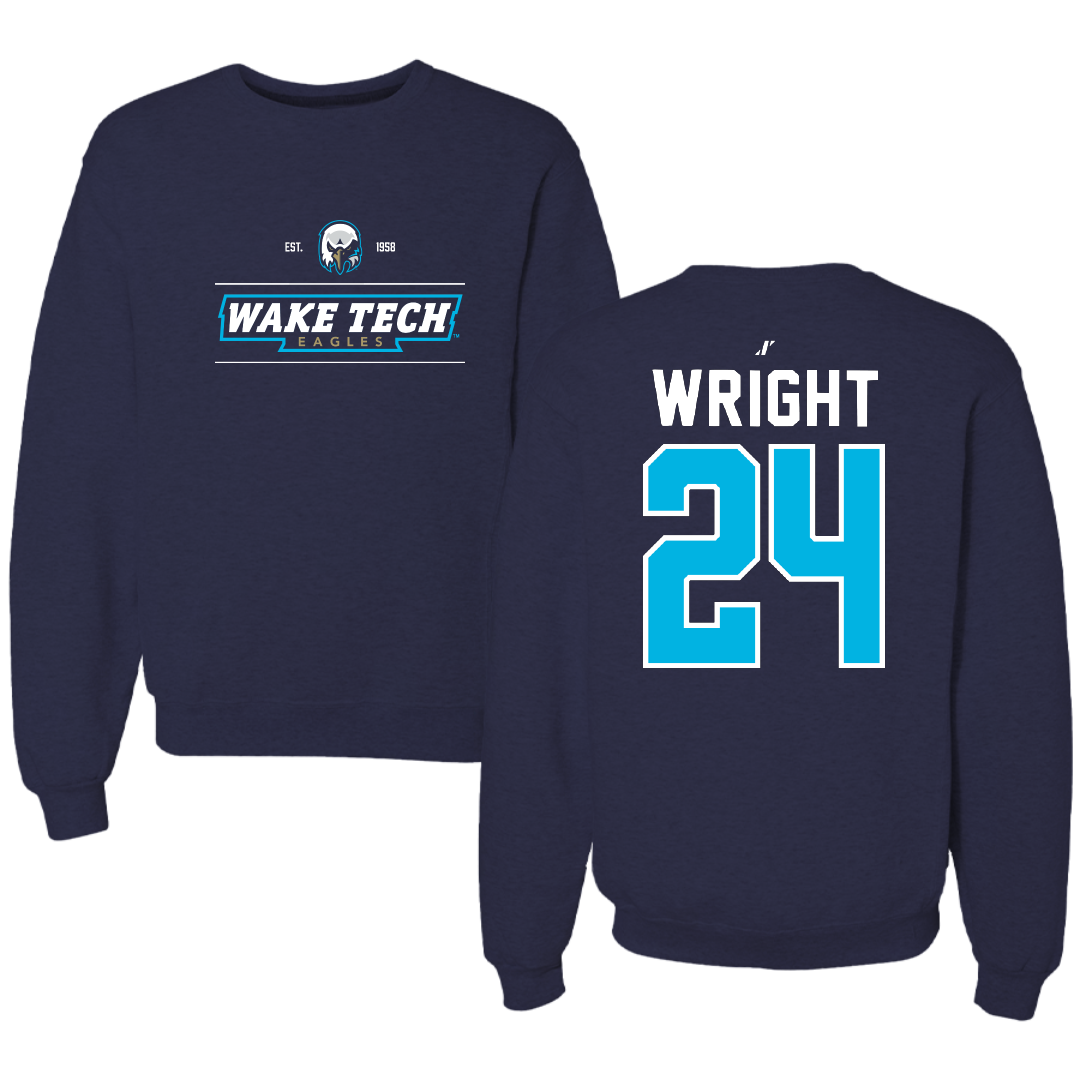 Wake Tech Community College Baseball Navy General Crewneck - #24 Jack Wright