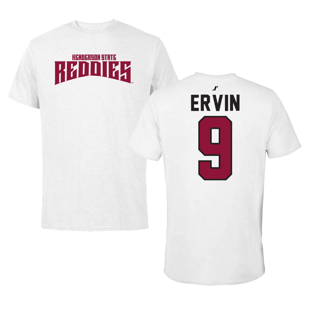 Henderson State University Baseball White Classic Tee - #9 Landon Ervin