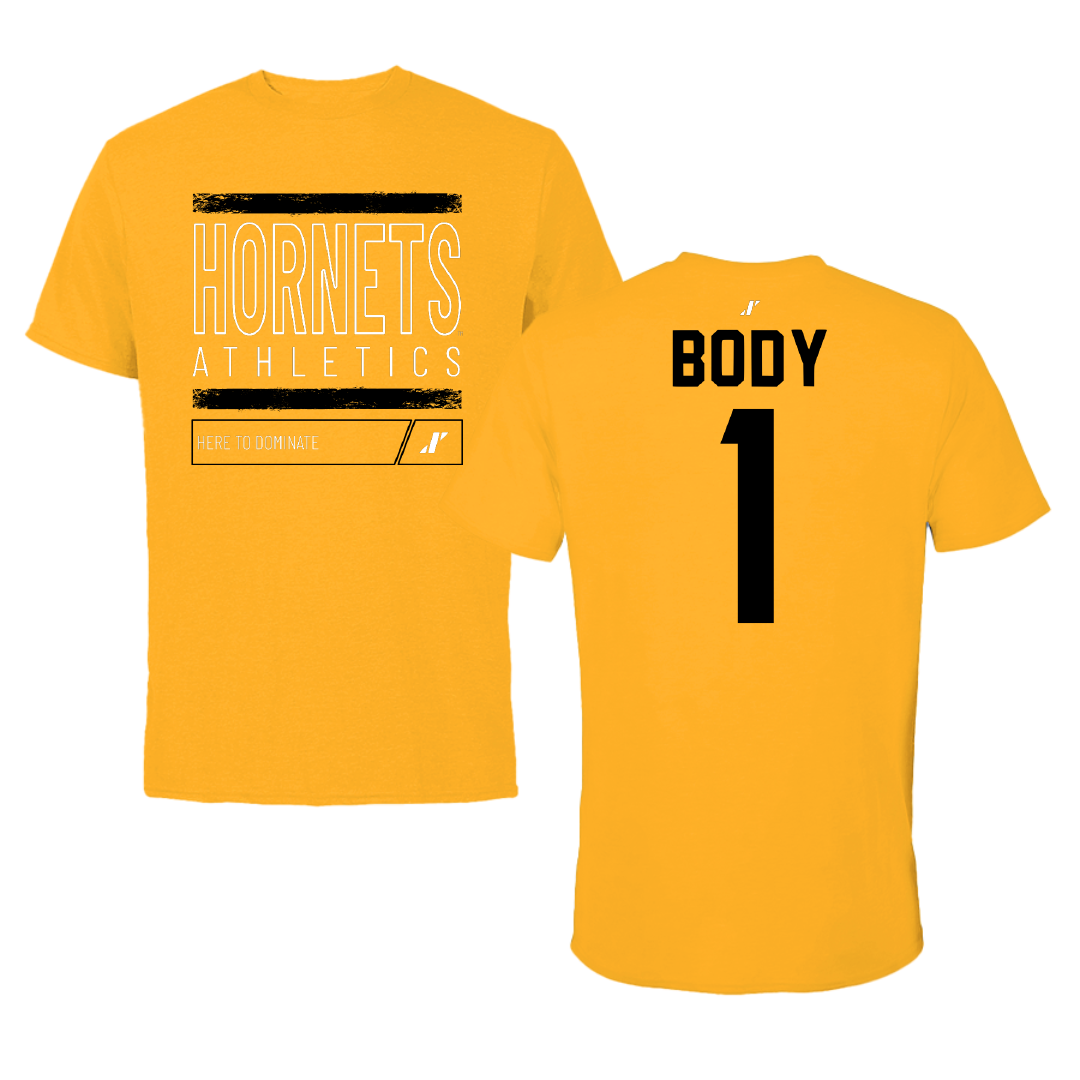Alabama State University Football Gold Dominate Tee - #1 Andrew Body