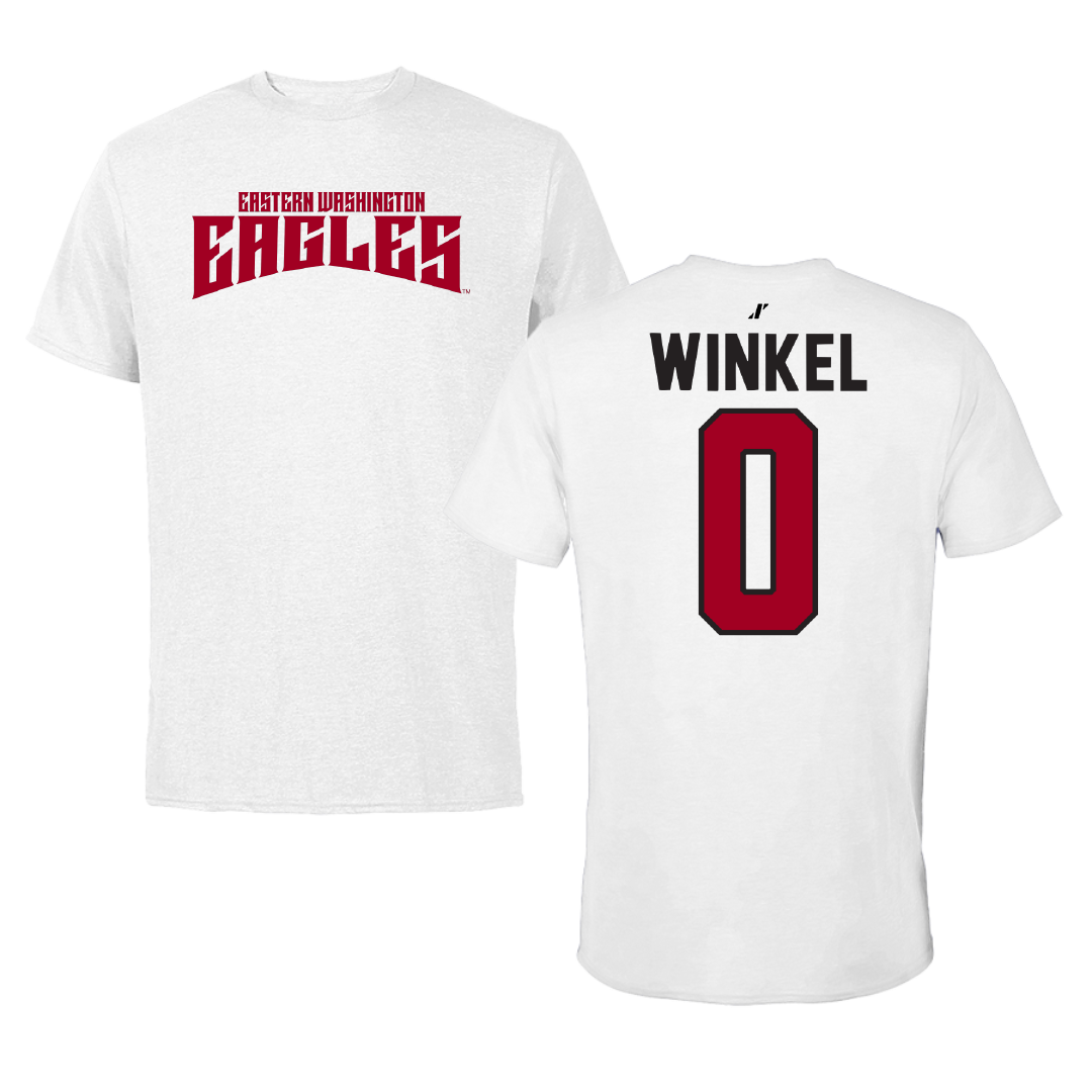 Eastern Washington University Basketball White Classic Performance Tee - #0 Angelo Winkel
