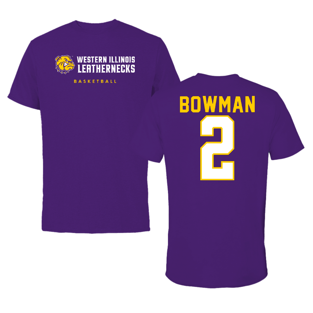 Western Illinois University Basketball Purple Tee - #2 Shelby Bowman