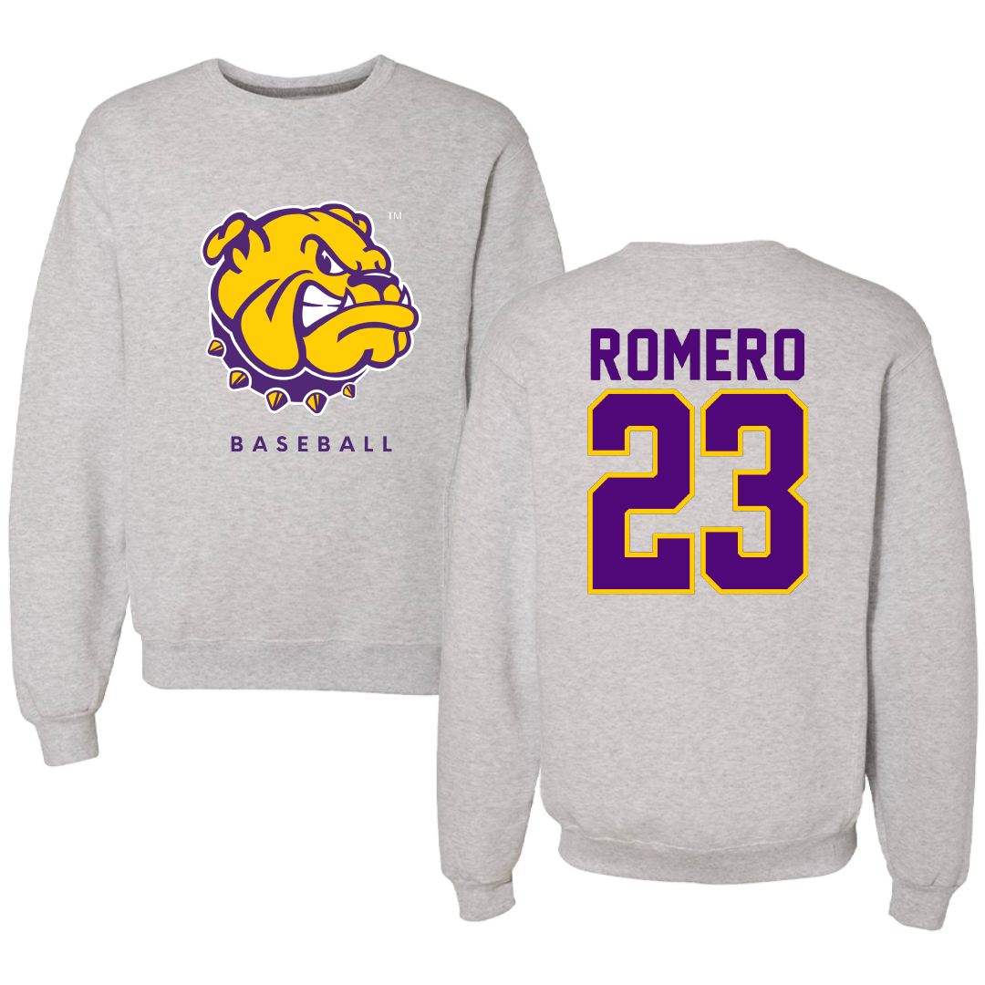 Western Illinois University Baseball Gray Crewneck - #23 Jorge Romero