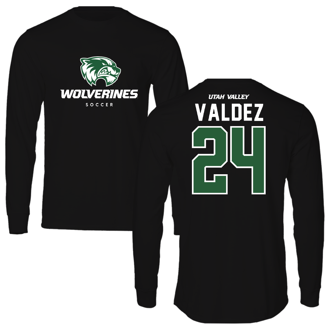 Utah Valley University Soccer Black Performance Long Sleeve - #24 Austin Valdez