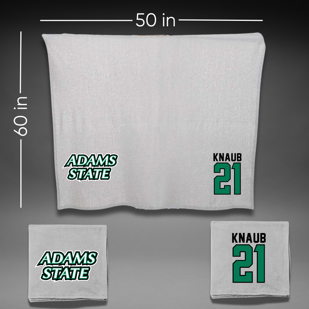 Adams State University Basketball Gray Blanket - #21 Michael Knaub