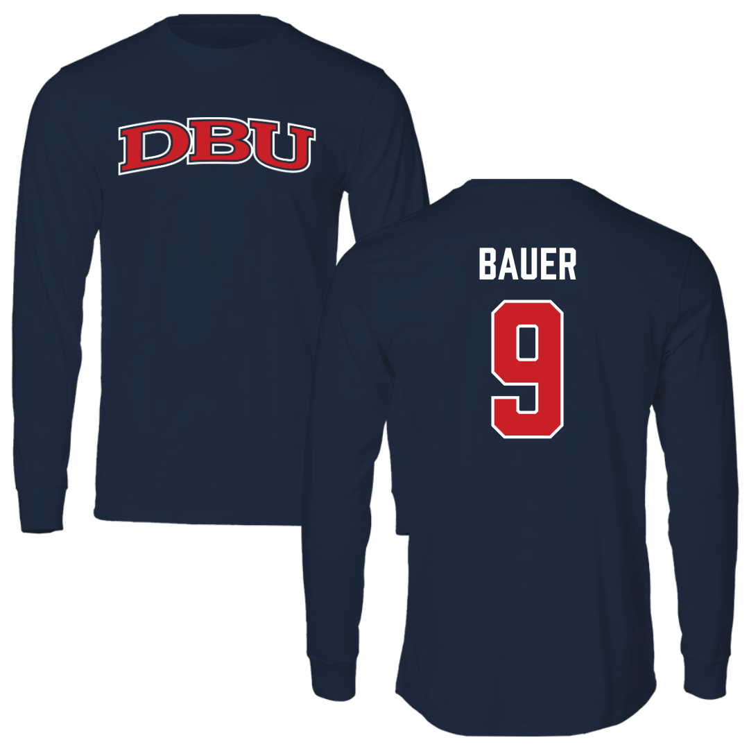 Dallas Baptist University Soccer Navy DBU Performance Long Sleeve - #9 Blake Bauer