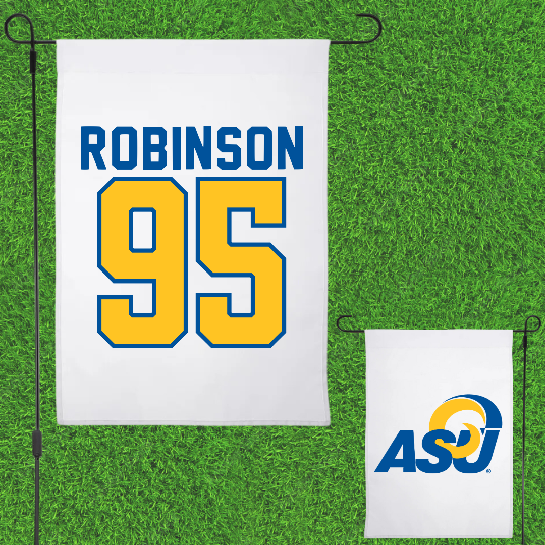 Angelo State University Football White Garden Flag - #95 Murray Robinson