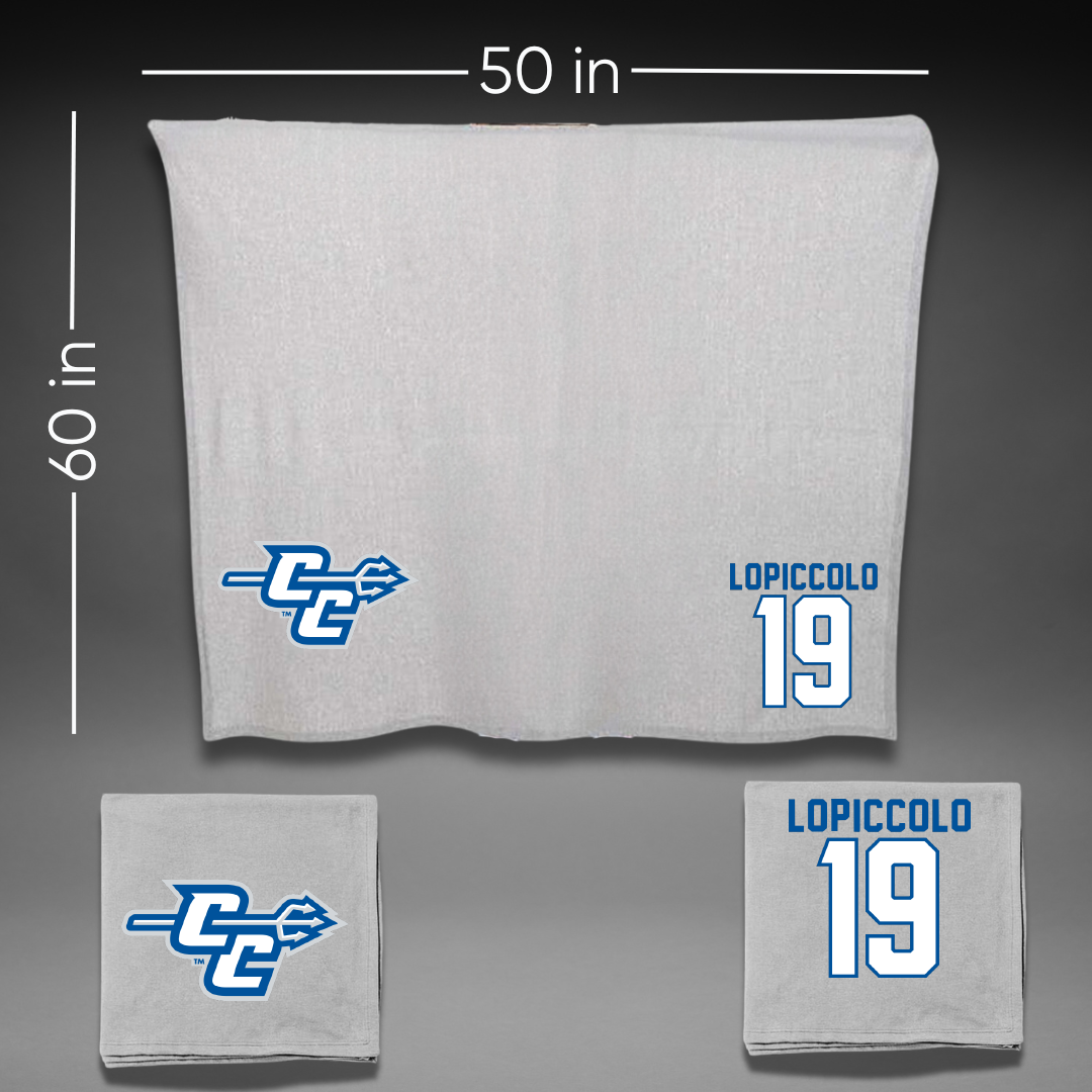 Central Connecticut State University Softball Gray Blanket - #19 Sophia LoPiccolo