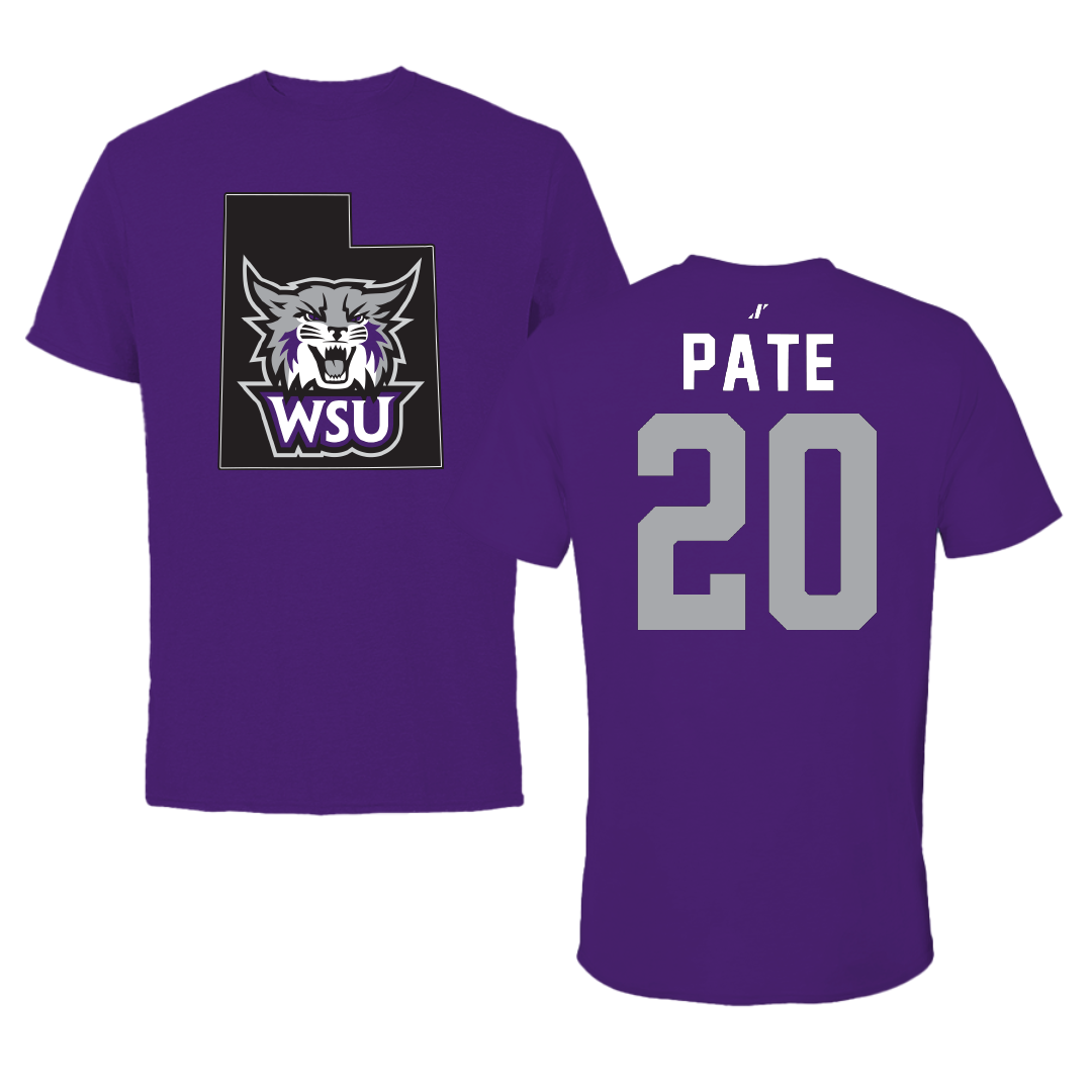 Weber State University Football Purple State Tee - #20 Montae Pate