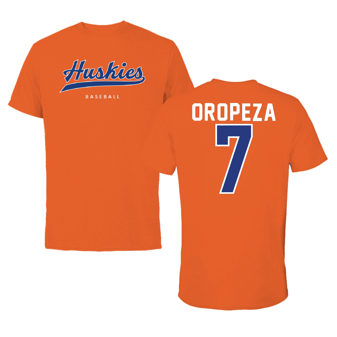 Houston Christian University Baseball Orange Performance Tee - #7 Robert Oropeza