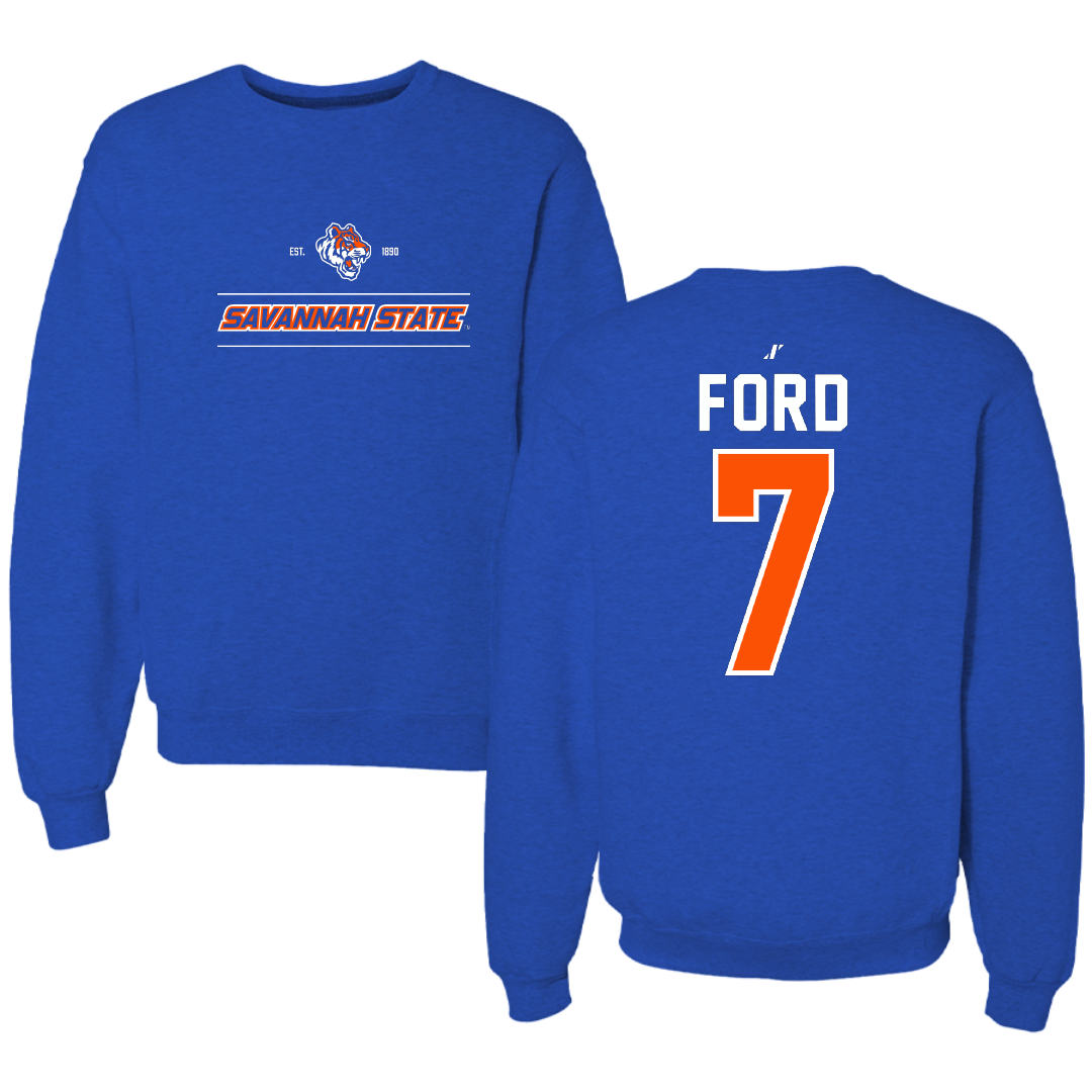 Savannah State University Softball Blue General Crewneck - #7 Zorianna Ford