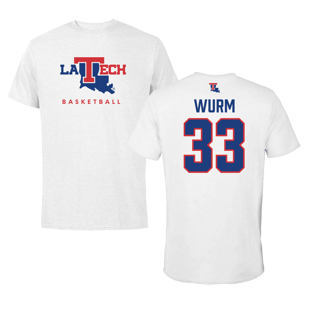 Louisiana Tech University Basketball White Performance Tee - #33 Mackenzie Wurm