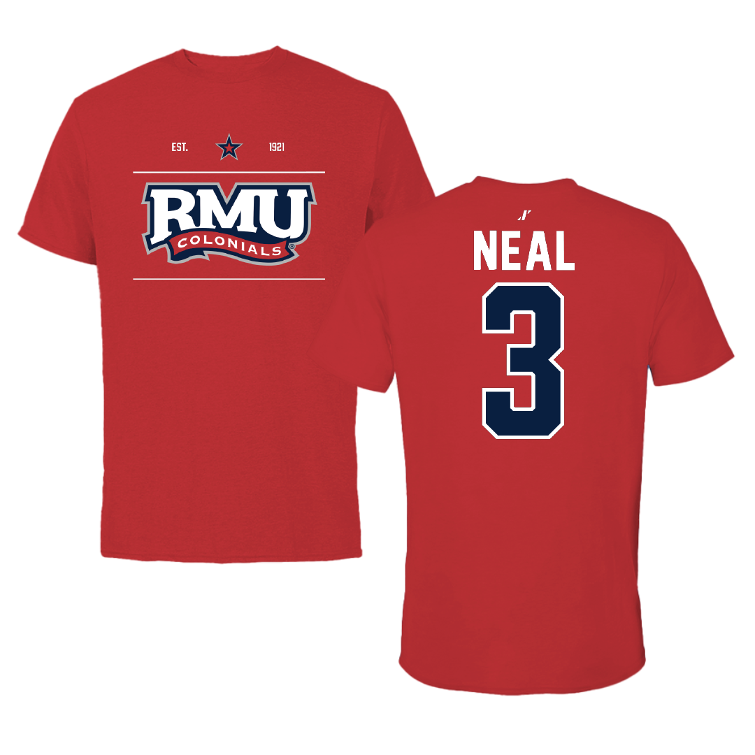 Robert Morris University Lacrosse Red General Tee - #3 Torin Neal