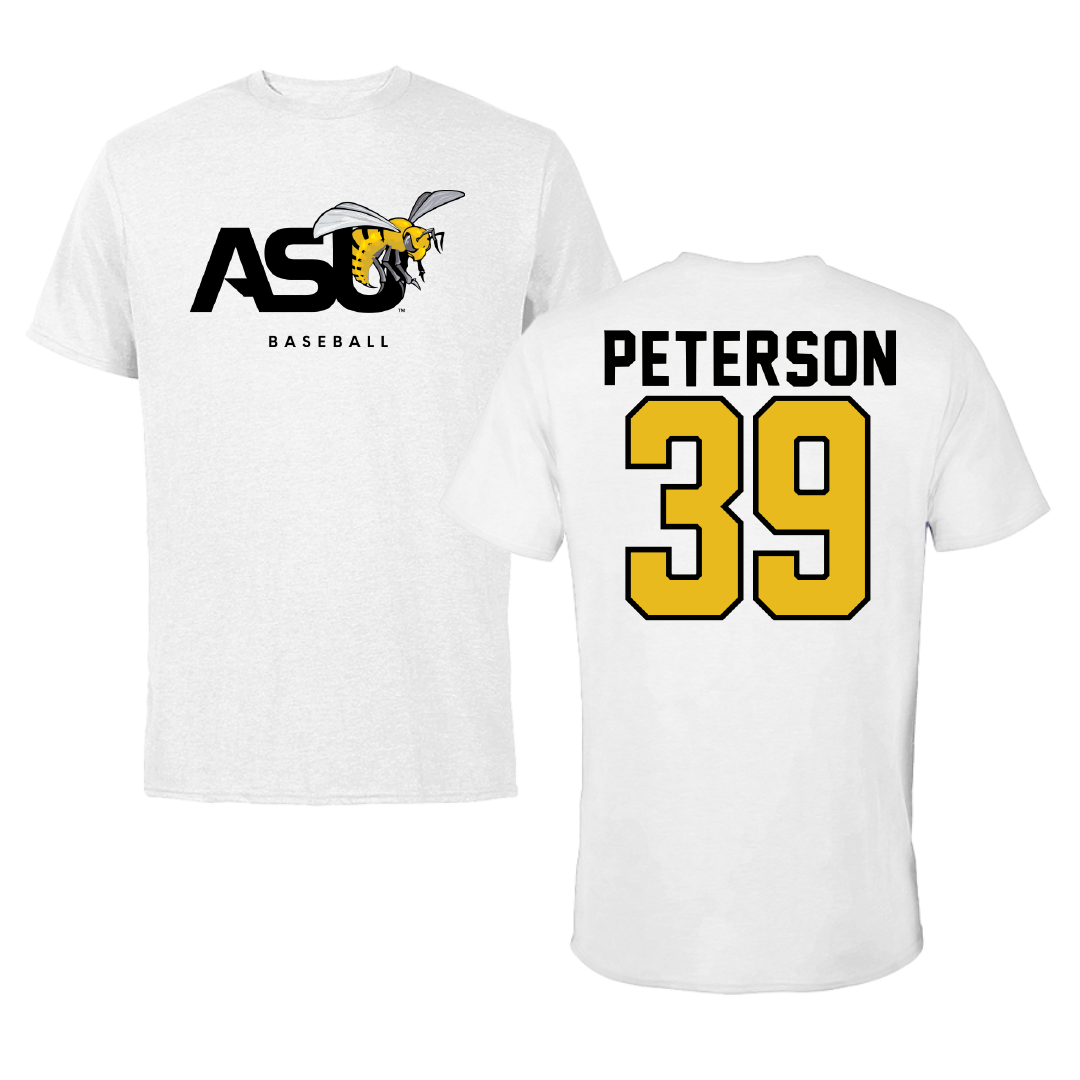 Alabama State University Baseball White ASU Tee - #39 Joshua Peterson